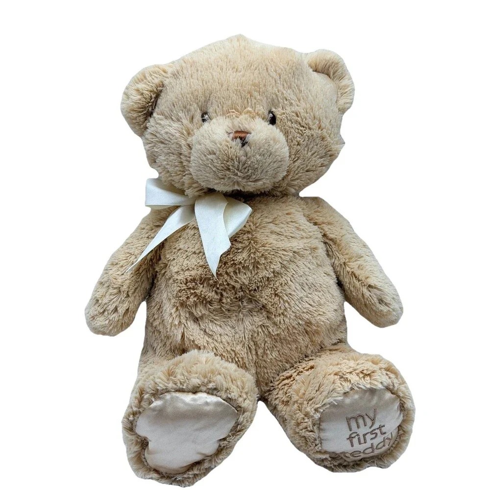 Baby Gund My First Teddy Bear Plush Tan Light Brown 15” Stuffed Animal Sewn Eyes